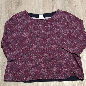 Weird Fish Elegant Maroon Patterned Long Sleeve Top